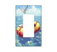 Fun Rough Collie Dog - Placa decorativa para interruptor de 1 banda, diseño de píxeles náuticos Chien para decoración de dormitorio, baño, placa de interruptor de tamaño estándar para cachorros