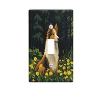 Fun Rough Collie Dog - Placa decorativa para interruptor de 1 banda, interruptor individual, diseño de bosque primaveral Pixel Art Chien, placa frontal eléctrica para decoración de dormitorio, baño