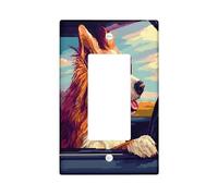 Fun Rough Collie Dog - Placa decorativa para interruptor de 1 banda, placa frontal eléctrica Pixel Art Chien para decoración de dormitorio, baño, placa de interruptor de tamaño estándar para cachorros