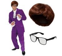 Fun Shack 60s Disfraz Espia Hombre, Peluca Y Gafas Accesorios Espia Disfraz Hombre, Disfraces De Halloween Adulto, Large