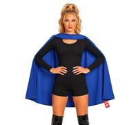 Fun Shack Capa de Superheroe Azul Adulto, Complemento Halloween | Capa Azul de Tejido Satinado, Cierre Elástico al Cuello, Estilo Heroico, Perfecto para Halloween, Siempre un Éxito