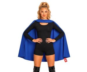 Fun Shack Capa de Superheroe Azul Adulto, Complemento Halloween | Capa Azul de Tejido Satinado, Cierre Elástico al Cuello, Estilo Heroico, Perfecto para Halloween, Siempre un Éxito