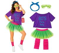 Fun Shack Disfraz Años 80 Mujer, Disfraz Aerobic Halloween Mujer