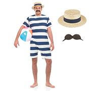 Fun Shack Disfraz Bañista Hombre Adulto, Bañador Años 20, Disfraces Años 20, Disfraces Retro, Disfraz Carnaval Hombre - L
