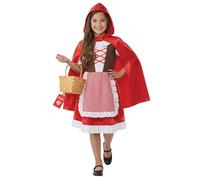 Fun Shack Disfraz Caperucita Roja Niña, Disfraz Cuento Halloween Niña | Vestido con Delantal & Capa Roja con Capucha, Cierre de Lazo, Perfecto para Halloween, Ideal para Juegos de Rol