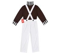 Fun Shack Disfraz de Confiteria Niño, Disfraz Obrero Halloween Niño | Camiseta con Puños a Rayas & Peto Blanco, Estilo Obrero de Dulces, Perfecto para Halloween, Ideal para Juegos de Rol