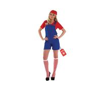Fun Shack Disfraz de Mario Bros con Peto de Fontanero Rojo para Mujer. Disfraces de Personajes de Videojuegos, Talla L