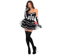 Fun Shack Disfraz Esqueleto Mujer, Disfraz Huesos Halloween Adulto, M | Vestido Tutú, Guantes & Medias con Estampado de Huesos, Diseño de Esqueleto, Perfecto para Halloween, Ideal para Disfrazarse