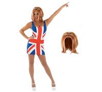 Fun Shack Disfraz Estrella del Pop Británica Mujer, Vestido Union Jack, Cantante Años 90, Carnaval y Halloween, M