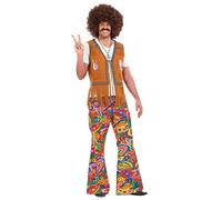 Fun Shack Disfraz Hippie Hombre Años 60 y 70, Pantalón para Carnaval y Halloween, Disfraces Adulto Hombre, L