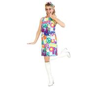 Fun Shack Disfraz Hippie Mujer Años 60, Vestido Hippie, Disfraces para Carnaval y Halloween, L