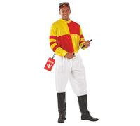 Fun Shack Disfraz Jinete Hombre Amarillo y Rojo, Disfraz Jockey, Despedida Soltero, Carnaval Adulto, L