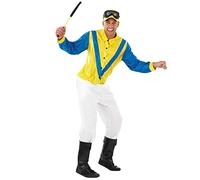Fun Shack Disfraz Jinete Hombre Azul y Amarilla, Jockey Adulto, Despedida Soltero, Carnaval y Halloween, M