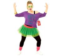 Fun Shack Disfraz Mujer Años 80 Tutu Verde, Ropa 80s, Disfraces para Carnaval y Halloween, Talla única
