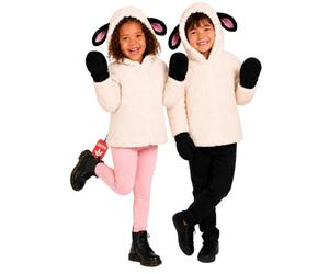 Fun Shack Disfraz Oveja Cordero Niño Blanco Sudadera Capucha Orejas Manoplas Negras Animal Belén Navidad Talla M