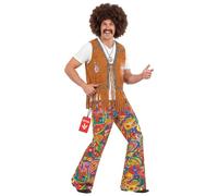 Fun Shack Disfraz pantalones acampanados hippie para hombre, disfraz de los años 60 y 70, vestido de fiesta, talla XL