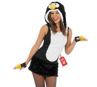 Fun Shack Disfraz Pinguino Mujer, Disfraz Animal Halloween Mujer, L | Vestido con Capucha y Pico, Guantes & Cubrebotas, Diseño Blanco y Negro, Perfecto para Halloween, Ideal para Disfrazarse