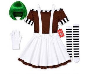 Fun Shack Disfraz Trabajadora Fábrica Chocolate Mujer y Peluca, Disfraces Personaje Película, Disfraz Halloween y Carnaval - S