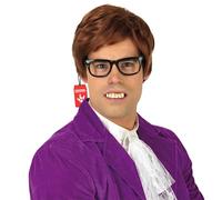 Fun Shack Peluca Castaña Corta Estilo Espía Sesentero Hombre Adulto Accesorio Cabello Disfraz Carnaval Talla Única