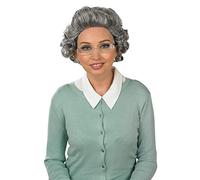 Fun Shack Peluca de abuelita para adultos, peluca de abuela y gafas, peluca gris para anciana, pelucas grises para mujer, peluca rizada gris, talla única