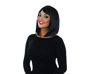 Fun Shack Peluca Negra Corta Con Flequillo Mujer, Peluca Bob Negra Mujer, Peluca Corta Negra Mujer, Pelucas Corte Bob Mujer, Peluca Negra Con Flequillo Mujer, Disfraz Mujer Carnaval Talla Unica