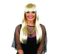 Fun Shack Peluca Rubia Larga con Flequillo para Mujer - Disfraz de Carnaval Talla Única