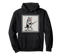 Fun Shiba Inu Dog Playing Guitarra Eléctrica Rock Music Graphic Sudadera con Capucha