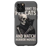 Fun Skeleton I Just Want To Pet Cats and Watch Horror Movies Carcasa para iPhone 11 Pro