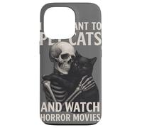 Fun Skeleton I Just Want To Pet Cats and Watch Horror Movies Carcasa para iPhone 13 Pro