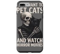 Fun Skeleton I Just Want To Pet Cats and Watch Horror Movies Carcasa para iPhone 7 Plus/8 Plus