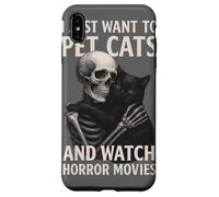 Fun Skeleton I Just Want To Pet Cats and Watch Horror Movies Carcasa para iPhone XS MAX