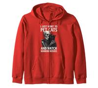 Fun Skeleton I Just Want To Pet Cats and Watch Horror Movies Sudadera con Capucha