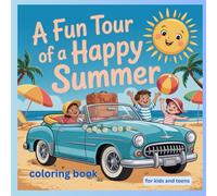 Fun tour of a happy summer: sun and beach scenes with playful children's