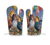 Fun Turkey Party - Manopla de horno antideslizante para cocina, resistentes al calor, suaves y cómodos, guantes de cocina, guantes de cocina, 1 par