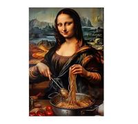 Fun Wall Art - Frameless Mona Lisa Canvas Poster For Humor Kitchen Decoration | Matte Canvas With Bold Print Design Creative Visual Accent Use For Bedroom Dining Room Hallway