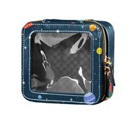Fun Watermelon Galaxy Space Nave Azul Marino Transparente Mini Bolsa de Maquillaje con Cremallera Organizador de Cosméticos Estuche para Viajes