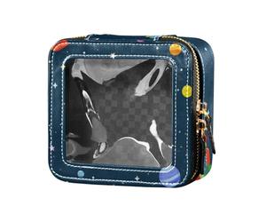 Fun Watermelon Galaxy Space Nave Azul Marino Transparente Mini Bolsa de Maquillaje con Cremallera Organizador de Cosméticos Estuche para Viajes