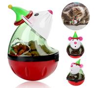 Funabridge 2 bolas de rompecabezas de Navidad para gatos con dispensador de aperitivos, juguete de ratón rodante para alimentar, juguete interactivo de enriquecimiento para gatos