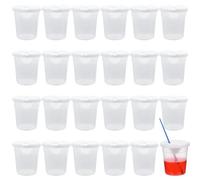 Funabridge 24 vasos de pintura antiderrames con tapas, vasos de plástico a prueba de derrames para clases de arte y fiestas de pintura