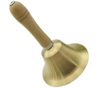 Funabridge Call Bell - Campana de mano de latón de 4.3 pulgadas con mango de madera, timbre de servicio de restaurante de 70 dB para hoteles, restaurantes, aulas, educación temprana, asistencia para