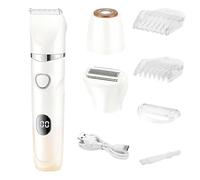 Funabridge Recortadora de pelo para mujer, recargable por USB, removedor de pelo eléctrico 3 en 1, pantalla digital, afeitadora facial sin dolor, para cejas, axilas, bikini, ergonómica, respetuosa con