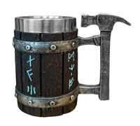 Funabridge Taza vikinga con runas nórdicas, taza de cerveza de acero inoxidable para hombre, decoración del hogar inspirada en los vikingos
