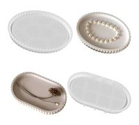 Funalix 2 moldes de silicona ovalados con ranuras, moldes de silicona para resina epoxi, hormigón y yeso, posavasos para joyas, té, frutas, manualidades y decoración del hogar