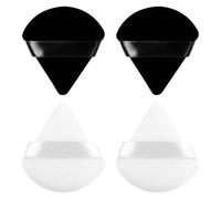Funalix 4 Piezas Borlas Maquillaje Triangulares, Powder Puff, Triangle Esponja de Maquillaje para Polvos Sueltos, Base Líquida y Maquillaje en Húmedo o Seco (2 Negros + 2 Blancos)