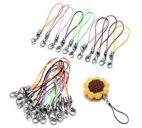 Funalix 50 unidades de simples correas para teléfono móvil, llaveros de colores con mosquetón para teléfono móvil, llaves y memorias USB (colores)