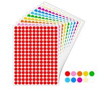 Funalix Juego de 2040 puntos adhesivos, 10 mm, colores, puntos adhesivos de colores y pegatinas redondas para calendario, oficina, escuela, bricolaje (10 colores)