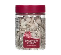 FunCakes 3D Sprinke Medley Silver Lining: Decoraciones de Azúcar, Buen Sabor, Adecuadas para Decorar Tartas, Pasteles, Cupcakes y Galletas, Sprinkle Mix - 70 g