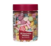 FunCakes 3D Sprinkle Medley Be a Unicorn: Decoraciones de Azúcar, Buen Sabor, Adecuadas para Decorar Tartas, Pasteles, Cupcakes y Galletas, Sprinkle Mix - 70g