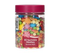 FunCakes 3D Sprinkle Medley Birthday Bash: Decoraciones de Azúcar, Buen Sabor, Adecuadas para Decorar Tartas, Pasteles, Cupcakes y Galletas, Sprinkle Mix - 70g
