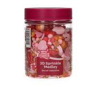 FunCakes 3D Sprinkle Medley Secret Valentine: Decoraciones de Azúcar, Buen Sabor, Adecuadas para Decorar Tartas, Pasteles, Cupcakes y Galletas, Sprinkle Mix - 70g